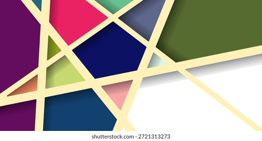 Vector illustration blank white space with Abstract 3D Geometric, Polygonal, Triangle pattern shape and multicolored,blue, purple, yellow and green background