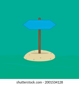 Vector Illustration of Blank Wood on Water and Green Colors Background