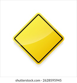 Vector illustration of a blank yellow diamond-shaped traffic sign