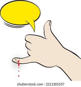 Vektorgrafik von Blutungen aus dem Schnittfinger der linken Hand