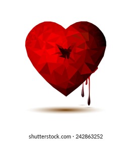 Vector illustration of bleeding heart, polygonal heart