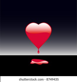 Vector illustration of bleeding high shine heart