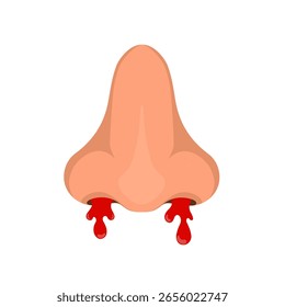 Ilustración vectorial de una nariz sangrante, sangrado de la nariz sobre un fondo blanco