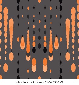 Vector Illustration of blended black, yellow and orange dots and circles on grey background. This elegant, stylish seamless repeat pattern is perfect for gift, cards, wallpaper, scrapbooking, fabric,