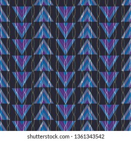 Vector illustration of blended triangles and chained ovals in geometric chevron layout. Seamless repeat pattern for gift wrap, textile, fabric, scrapbooking and fashion.