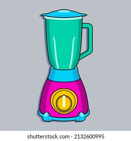 Vector Illustration of Blender, Juice Maker in colorful retro style, bright color retro style. An object suitable summertime