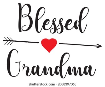 vector illustration of a blessed grandma, arrow, heart.