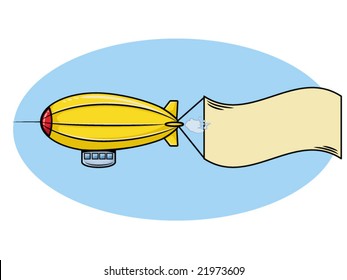 Vector Illustration Of A Blimp Pulling A Sign.. Perfect For Sales And Other Signage!