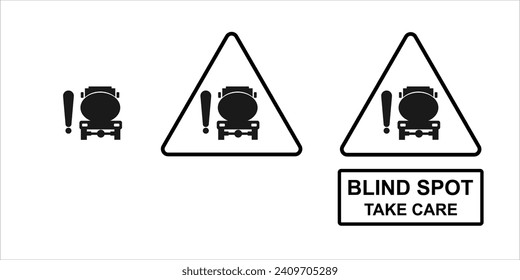 Ilustración vectorial manchas ciegas icono de señalización de la carretera. Símbolo de señales de tráfico moderno, simple, vector, icono para el diseño de sitios web, aplicación móvil, ui. Perfecto para camiones cisterna o símbolo de vehículos pesados. fondo blanco