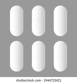 Eine Vektorgrafik einer Blisterpackung mit Tabletten einzeln auf grauem Hintergrund