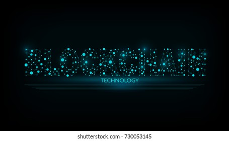 Vector illustration of the block chain word. Logo for blockchain technology.  Graphic design for decentralized transactions and cryptocurrencies network. 
