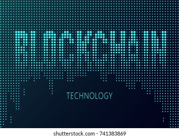 Vector illustration of the block chain word. Logo for blockchain technology.  Graphic design for decentralized transactions and cryptocurrencies network. 