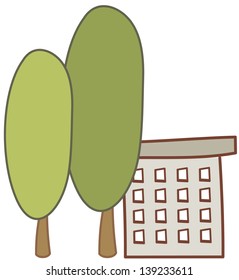 Vector illustration of a block of flats