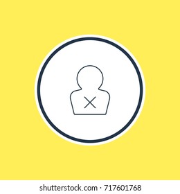 Vector Illustration Of Blocked Profile Outline. Beautiful User Element Also Can Be Used As Banned Member Element.