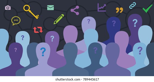 vector illustration of blog audience growth and people engagement methods on abstract dark background