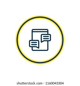 Vector illustration of blog commenting icon line. Beautiful marketing element also can be used as forum chat icon element.