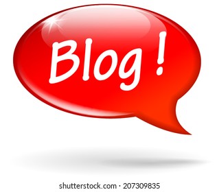 Vector illustration of blog red speech bubble