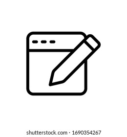 Vector illustration blog writer page icon or logo black color with line design style