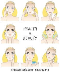 Vector Illustration Blonde Hair Women Cleaning Stock Vector (royalty 