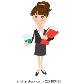Vector illustration Blonde smiling young woman profile with hair tail.