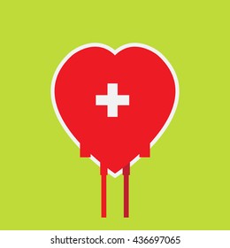 Vector illustration blood bag . Donate blood concept.