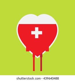 Vector illustration blood bag . Donate blood concept.