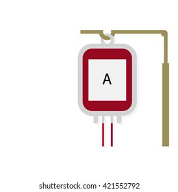 Vector illustration blood bag isolated on white. Donate blood concept.