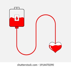 Vector Illustration Of Blood Donation On Gray Background