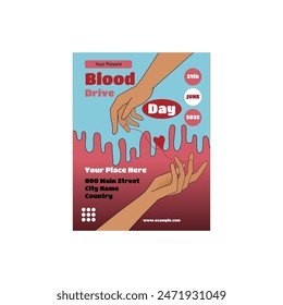 Ilustración vectorial del folleto del evento de donación de sangre