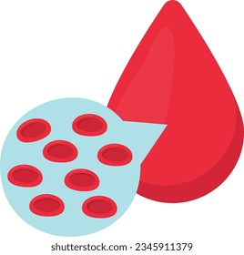 Vector illustration of blood drop, with blood cells, red blood cells. Blood test.