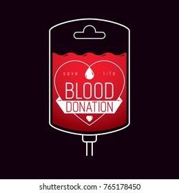 Vector illustration of blood dropper prepared for blood donation. Blood transfusion metaphor, medical care emblem.