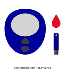 Vector Illustration Of A Blood Glucose Meter And Test Strip