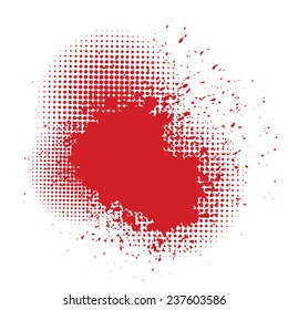 Vector Illustration  with  Blood Splatter  on White Background. Grunge Red Blobs