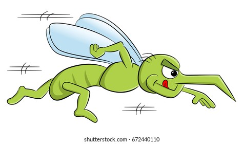 vector illustration of a bloodthirsty cartoon mosquito