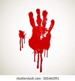 Vector Illustration of a Bloody Hand Print