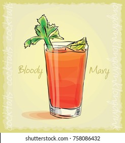 vector illustration of bloody mary cocktail