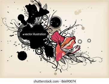 vector illustration of a blooming flower on an abstract background