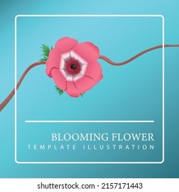 Vektorgrafik einer blühenden rosa Blume. Modernes, minimalistisches Blumendesign.