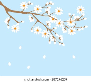 vector illustration of a blooming tree branch spring background