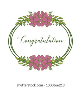 Vector illustration blossom flower frame for greeting congratulation hand drawn
