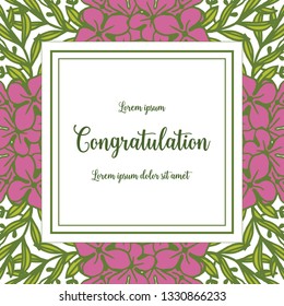 Vector illustration blossom flower frame for greeting congratulation hand drawn