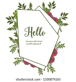 Vector illustration blossom flower frame with write hello hand drawn