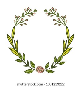Vector illustration blossom flower frame for greeting congratulation hand drawn