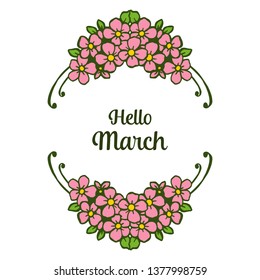 Vector illustration blossom flower frame with banner hello march