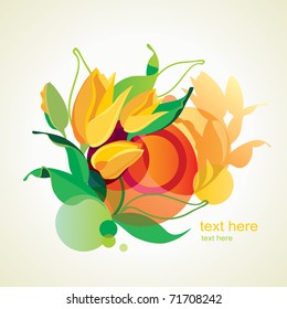 Vector illustration of blossoming tulips.
