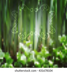 vector illustration of  blossoming, water plants abstract background, with an ornate frame for editing your ideas