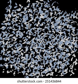 Vector illustration with blots and splashes, similar to a snow on a dark background.