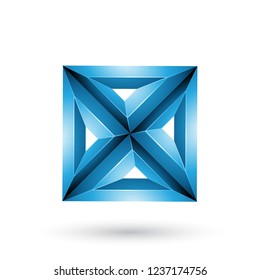 Vector Illustration of Blue 3d Geometrical Embossed Square and Triangle Shape isolated on a White Background