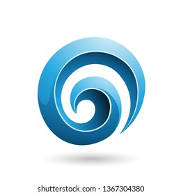 Vector Illustration of Blue 3d Glossy Swirl Shape isolated on a white background