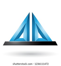 Vector Illustration of Blue 3d Pyramidical Embossed Shape isolated on a White Background